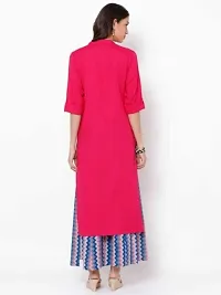 Women Solid Rayon Straight Kurta  (Pink)-thumb2