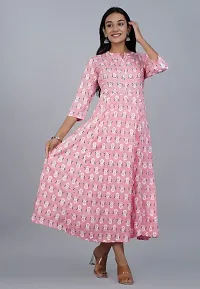 Women Flower Print Anarkail Pink Kurta-thumb1