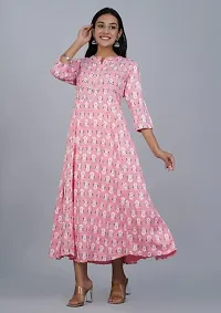 Women Flower Print Anarkail Pink Kurta-thumb2