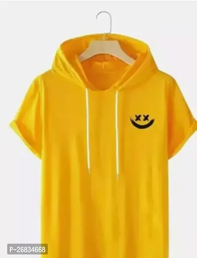 Stylish Yellow Cotton Half Sleeve T-Shirt For Men