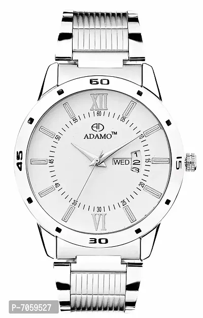 ADAMO Designer White Dial Day  Date Men's  Boy's Watch A812SM01