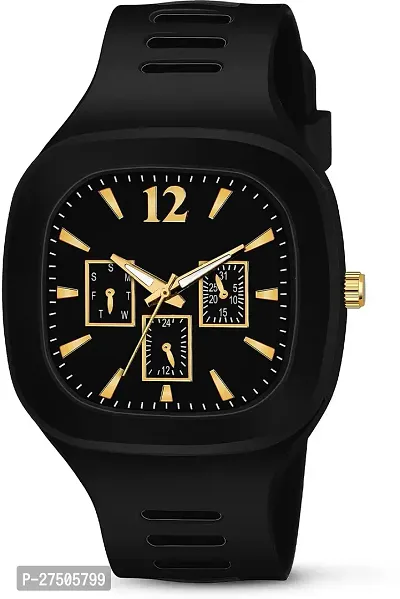 Stylish Black Silicon Strap Analog Watch For Men-thumb0