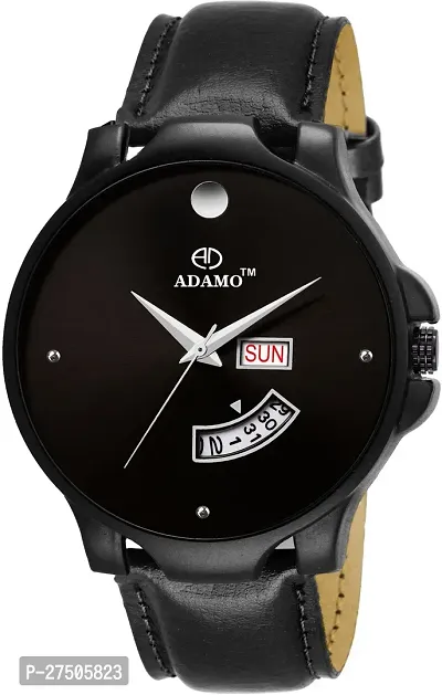 Stylish Black Synthetic Leather Analog Watch For Men