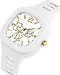 Stylish White Silicon Strap Analog Watch For Men-thumb1