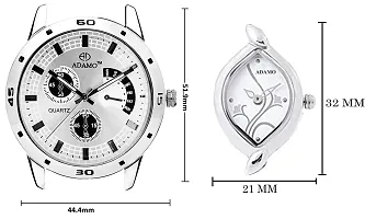 ADAMO Analogue Silver Dial Couple Watch (109-327Sm01)-thumb1