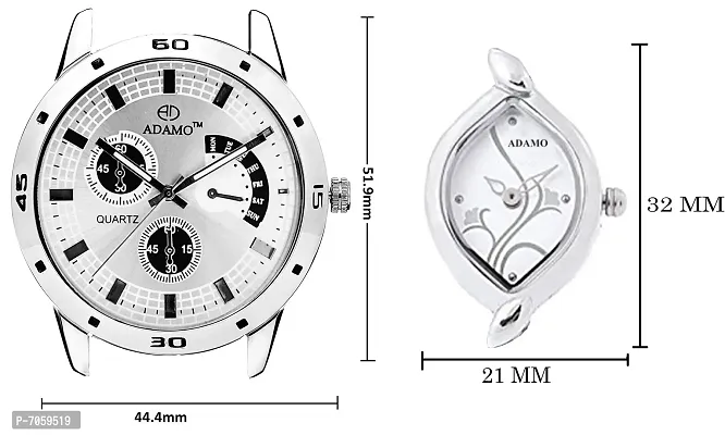 ADAMO Analogue Silver Dial Couple Watch (109-327Sm01)-thumb2