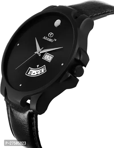 Stylish Black Synthetic Leather Analog Watch For Men-thumb2