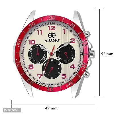 ADAMO Men's Designer Dial Analog Watch (White, Red, A314RD01, Diameter: 45 millimeter)-thumb2