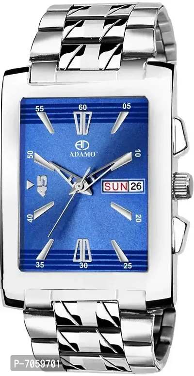 ADAMO Veteran Blue Dial Day  Date Men's  Boy's Watch 843SSM05-thumb0
