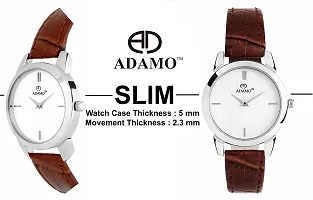 ADAMO Slim White Dial Women's  Girl's Watch AD72BR01-thumb1