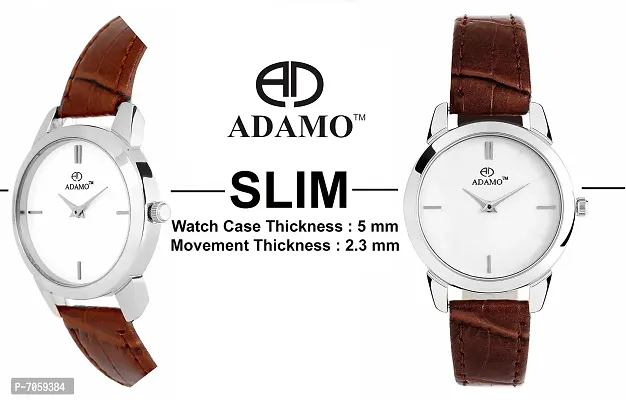 ADAMO Slim White Dial Women's  Girl's Watch AD72BR01-thumb2