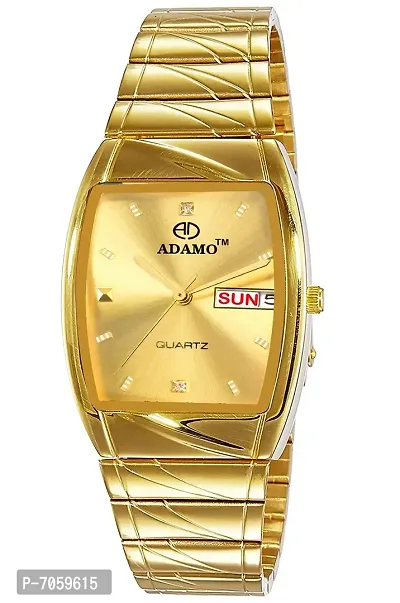 ADAMO Shine Gold Dial Day  Date Men's  Boy's Watch 9315YM04