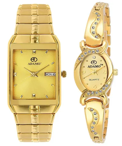 ADAMO Enchant Calendar Analogue Dial Couple's Watch - 9151-2468Ym04