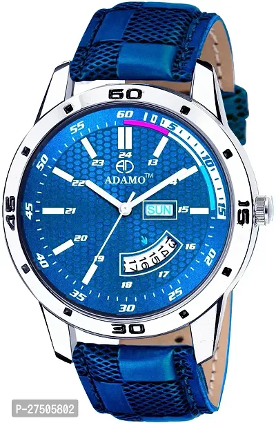 Stylish Blue Synthetic Leather Analog Watch For Men-thumb0