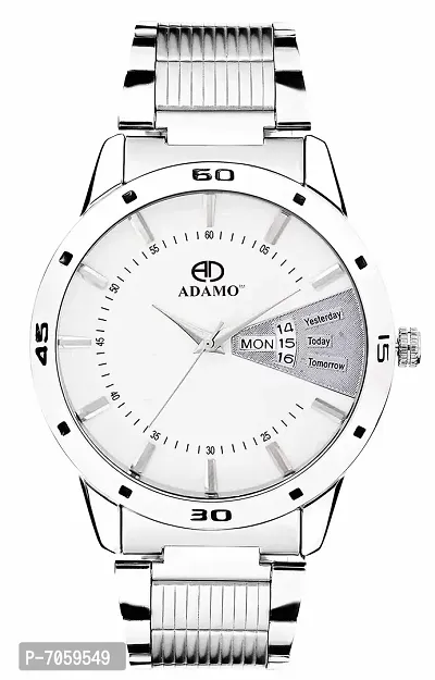 ADAMO Designer White Dial Day  Date Men's  Boy's Watch A818SM01