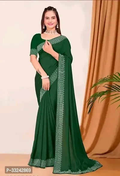 Stylish Green Georgette Saree With Blouse Piece For Women-thumb0