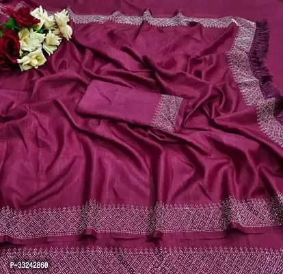 Stylish Wine Georgette Saree With Blouse Piece For Women