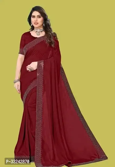 Stylish Maroon Georgette Saree With Blouse Piece For Women