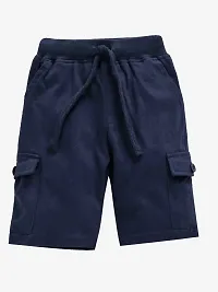 KiddoPanti Boys Solid Knit Cargo Short, Navy, 12-14Years-thumb1