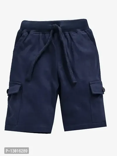 KiddoPanti Boys Solid Knit Cargo Short, Navy, 12-14Years-thumb2