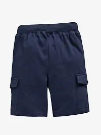 KiddoPanti Boys Solid Knit Cargo Short, Navy, 12-14Years-thumb2