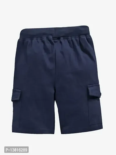 KiddoPanti Boys Solid Knit Cargo Short, Navy, 12-14Years-thumb3