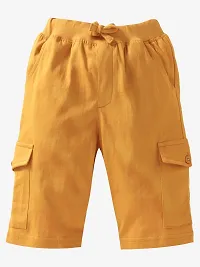 KiddoPanti Boys Solid Knit Cargo Short, Mustard, 3-4Years-thumb1