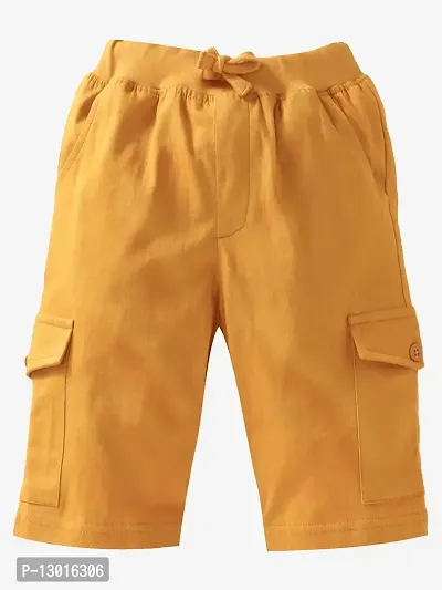 KiddoPanti Boys Solid Knit Cargo Short, Mustard, 3-4Years-thumb2