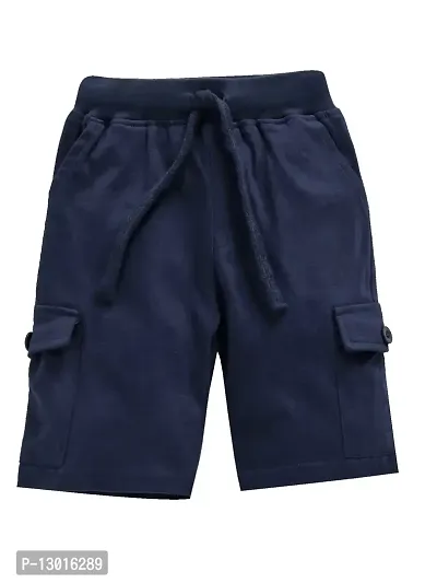 KiddoPanti Boys Solid Knit Cargo Short, Navy, 12-14Years