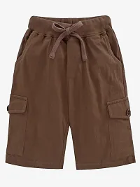 KiddoPanti Boys Solid Knit Cargo Short, Coffee, 6-8Years-thumb1