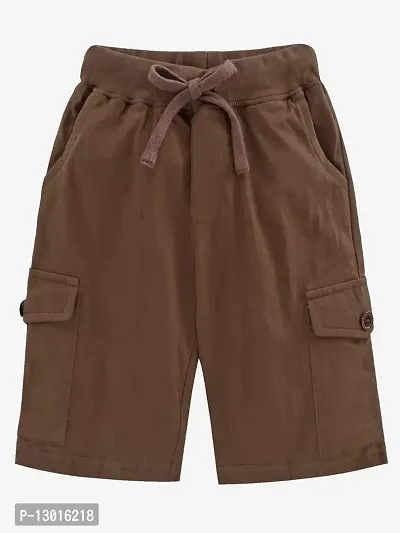 KiddoPanti Boys Solid Knit Cargo Short, Coffee, 6-8Years-thumb2