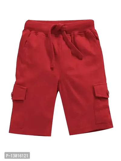 KiddoPanti Boys Solid Knit Cargo Short, Red, 4-6Years-thumb0