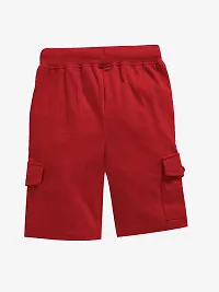 KiddoPanti Boys Solid Knit Cargo Short, Red, 4-6Years-thumb2