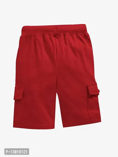 KiddoPanti Boys Solid Knit Cargo Short, Red, 4-6Years-thumb3