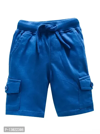 KiddoPanti Boys Solid Knit Cargo Short, Voilet, 2-3Years