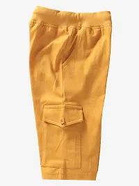 KiddoPanti Boys Solid Knit Cargo Short, Mustard, 3-4Years-thumb4