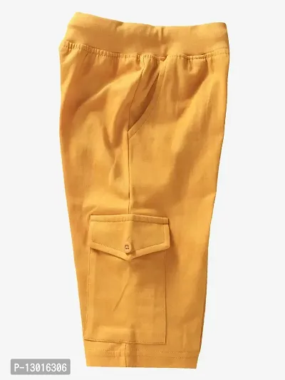 KiddoPanti Boys Solid Knit Cargo Short, Mustard, 3-4Years-thumb5