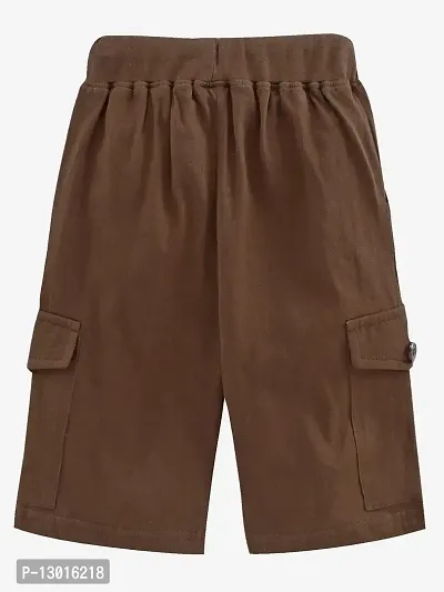 KiddoPanti Boys Solid Knit Cargo Short, Coffee, 6-8Years-thumb3