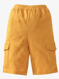 KiddoPanti Boys Solid Knit Cargo Short, Mustard, 3-4Years-thumb2