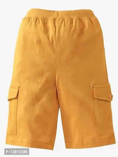 KiddoPanti Boys Solid Knit Cargo Short, Mustard, 3-4Years-thumb3