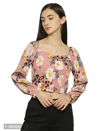 9 Impression Women Pink Floral Print Full Sleeve Tops