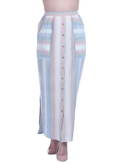 9 Impression Women's Stripe A-Line Skirts with Pocket