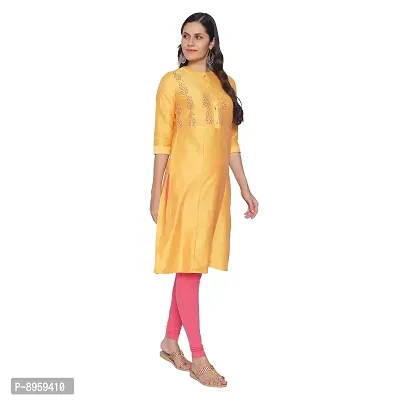 9 Impression Women Yellow Embroidered Kurta-thumb5