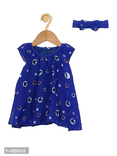 CREATIVE KIDS Girl All-Over Print Romper Dress with Lining Snap Button (Royal Blue; 1-2 Years)