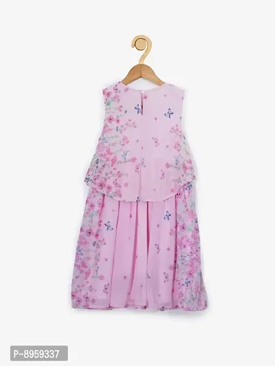 CREATIVE KIDS Girl Stripe Schiffli Layered A-Line Dress with Bow-thumb3
