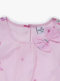 CREATIVE KIDS Girl Stripe Schiffli Layered A-Line Dress with Bow-thumb3