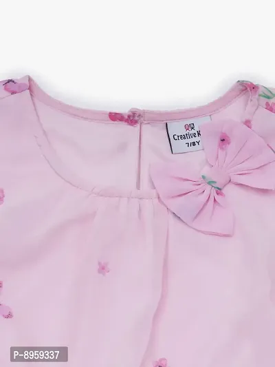 CREATIVE KIDS Girl Stripe Schiffli Layered A-Line Dress with Bow-thumb4