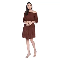 9 Impression Women's Off Shoulder Crop Tops  Skirts Set (Brown; X-Large)-thumb1
