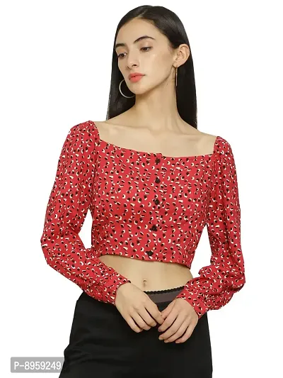 9 Impression Women Maroon Printed Full Sleeve Tops