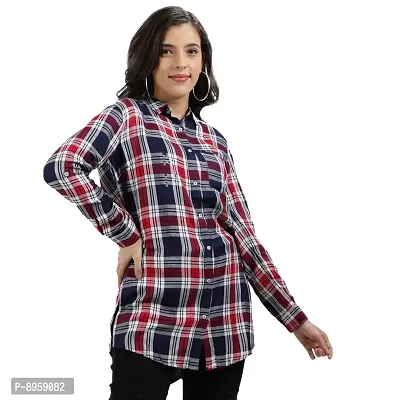 9 Impression Women's Checkered Regular Fit RayonBlend Top (Multicolored, Medium)-thumb3